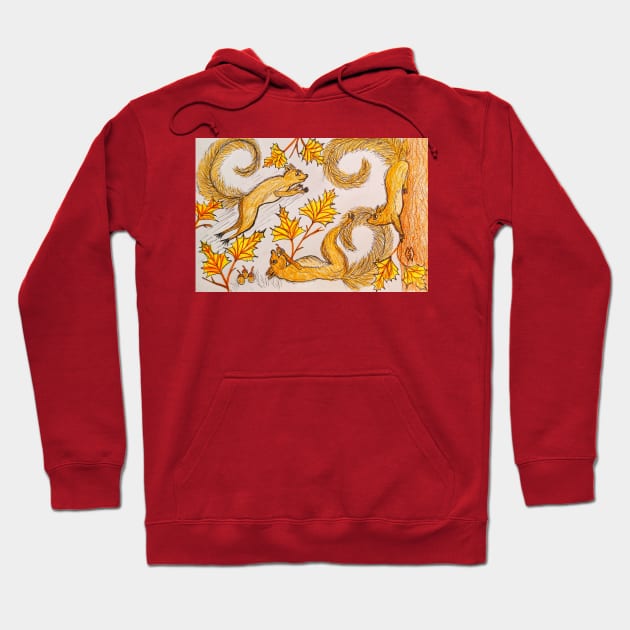 Squirrels Scurry for Nuts Hoodie by Matt Starr Fine Art